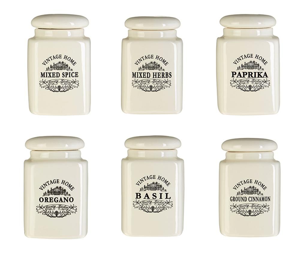 Set 6 recipiente pentru condimente Vintage Home Cream – Premier Premier